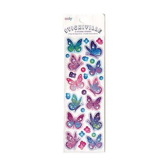 OOLY Stickiville Skinny Glittery Butterflies Stickers